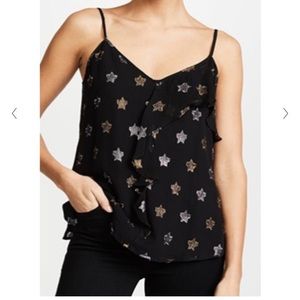 Rebecca Minkoff black camisole with gold and silver stars